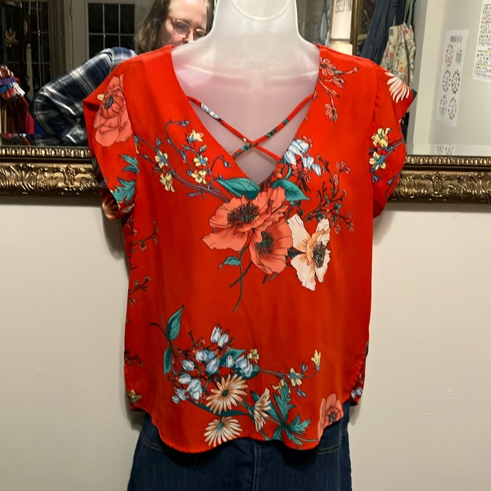 Floral Red Women's Top